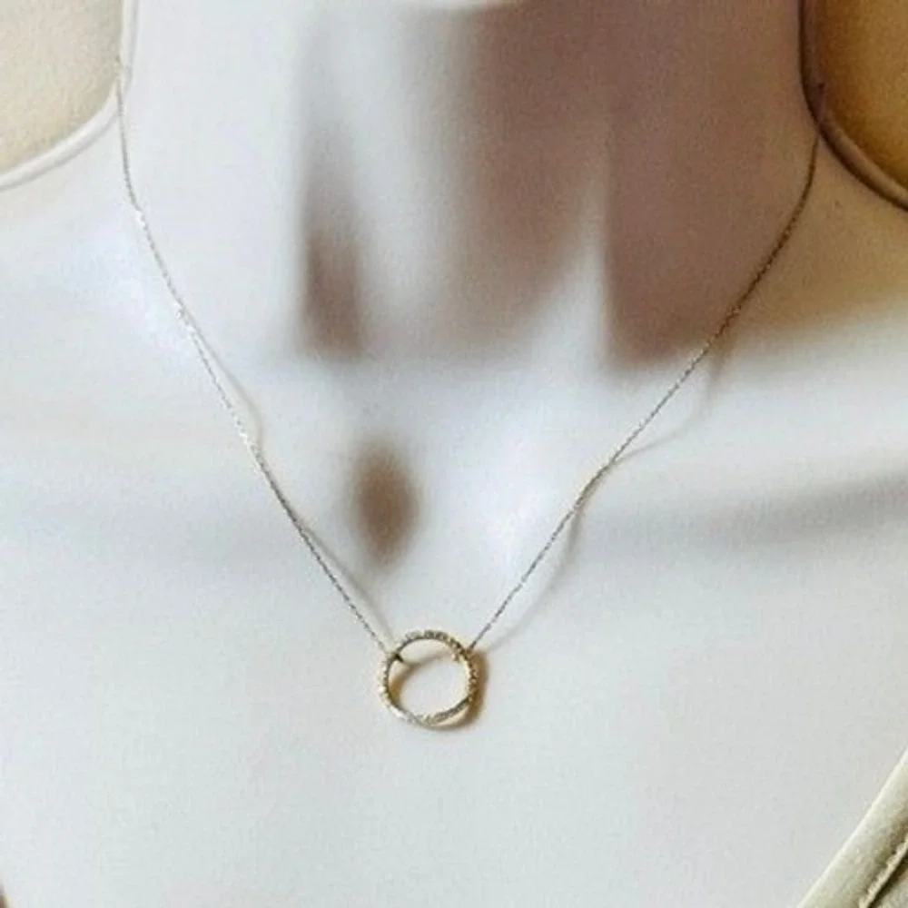 AS‎ Halo sparkling necklace dainty gold Vermeil sterling silver 925 rare 17